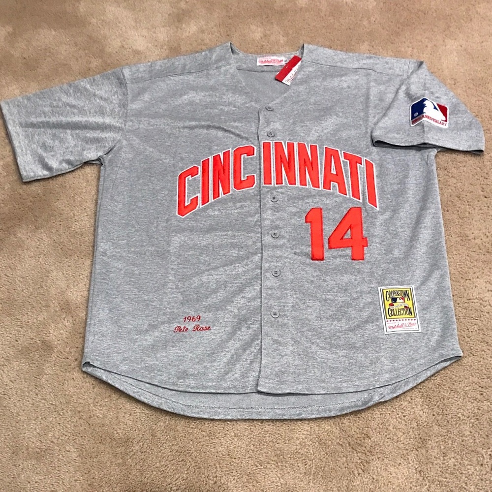 Pete Rose Cincinnati Reds Jersey Mens XL NWT 1969 Road Gray